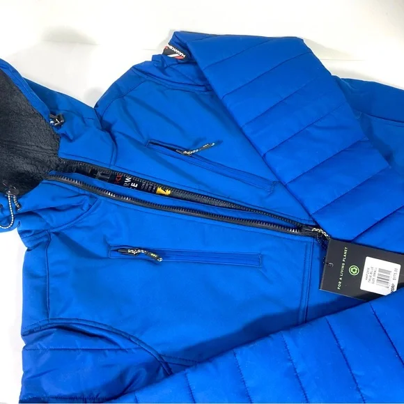 HAWKE & CO . Softshell Bonded Faux Shearling Lined Zip Hoodie Water Resistant